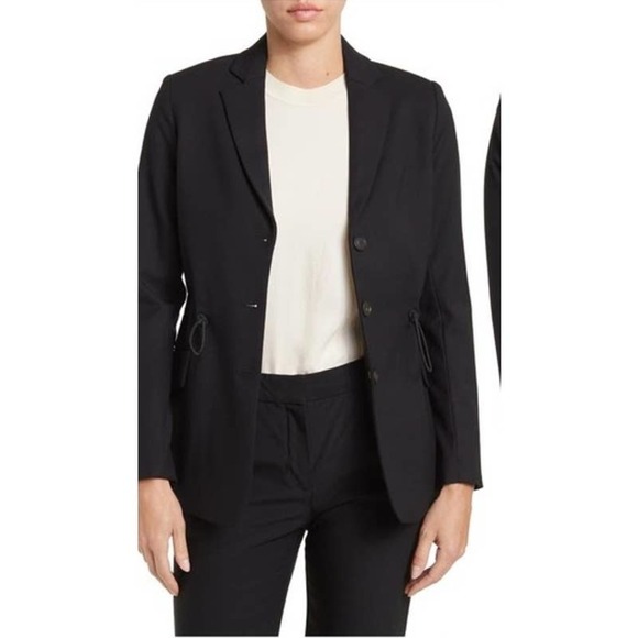 ARGENT Women's Black Cinched Waist 3-Button Wool Blazer-SIZE 4 - MSRP $398 - Picture 3 of 13